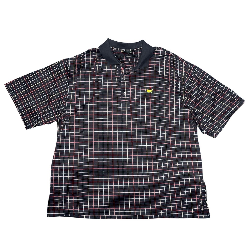 Bobby‎ Jones Masters Tournament Golf Polo Shirt Mens XL Black Windowpane Cotton